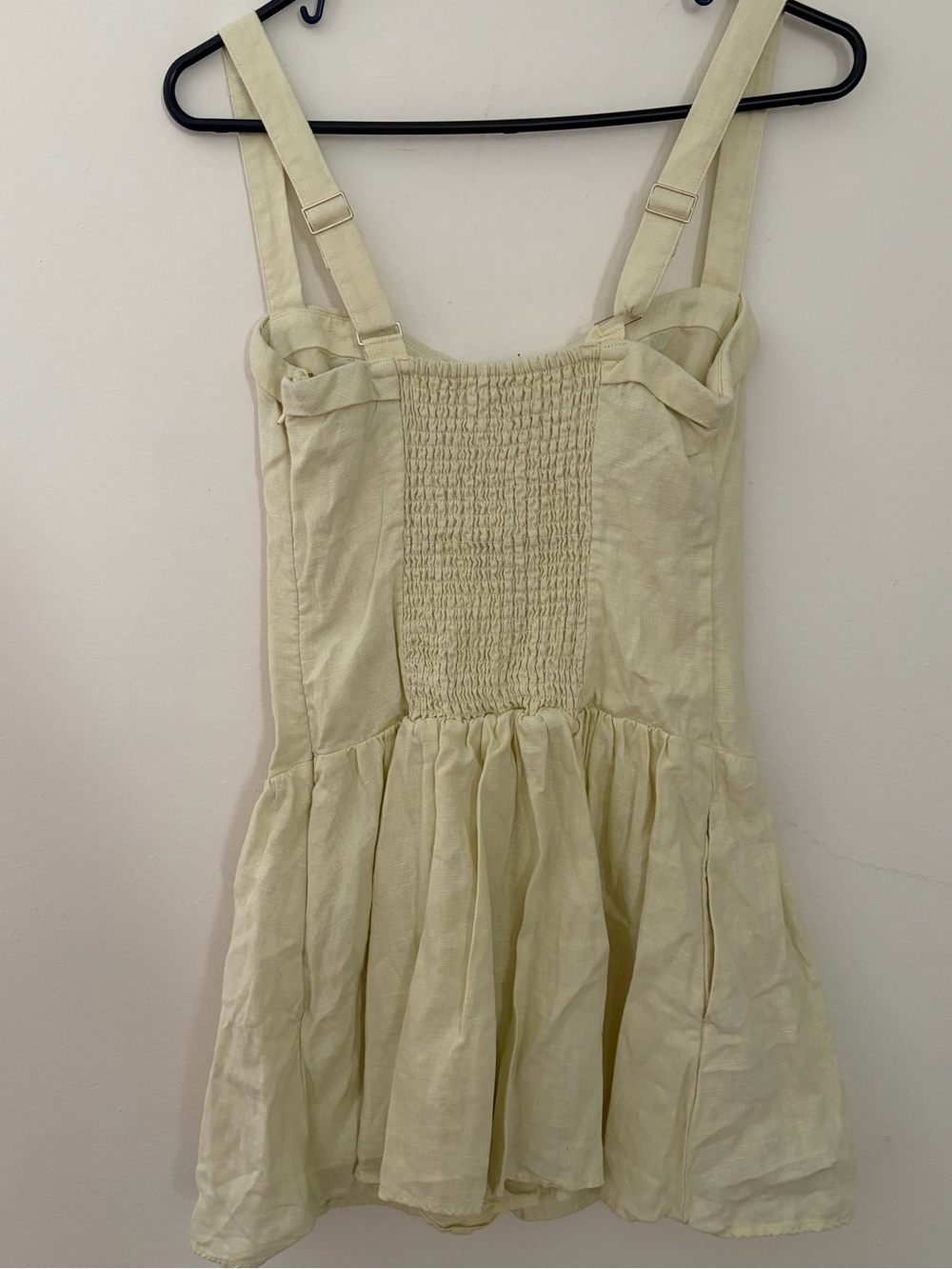 The A&F Collection Yellow Linen Blend Square Neck Smocked Romper - Picture 5 of 7